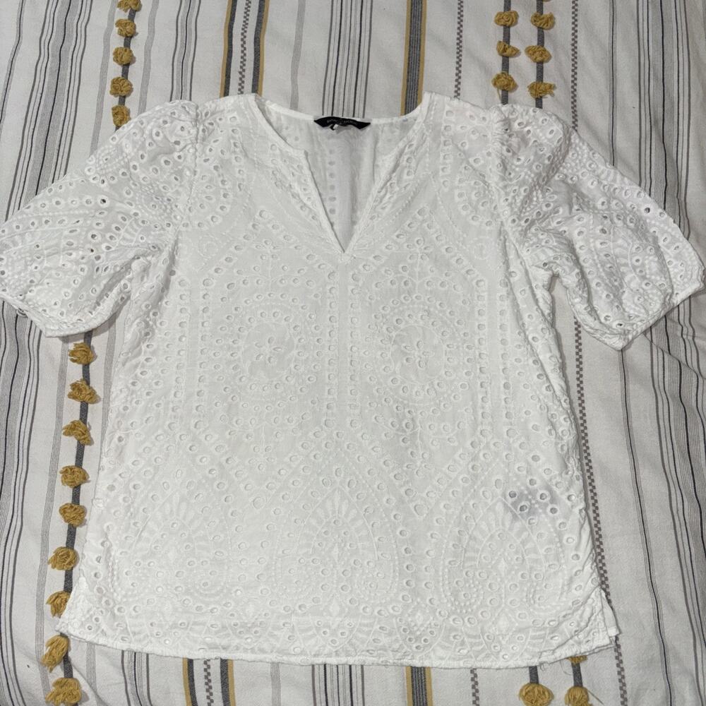 Banana Republic XS Lined Eyelet Blouse, Boho, 100% Cotton, Beach, Resort, EUC